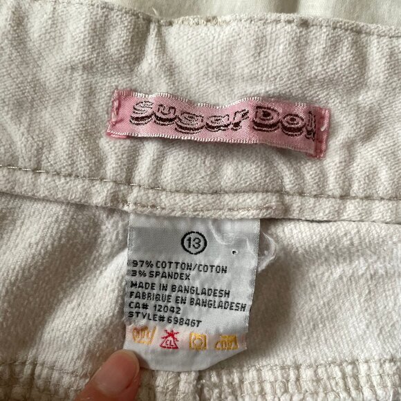 Sugar Doll White Cream Denim Jeans with Floral Embroidery and Embellishments - Picture 12 of 13